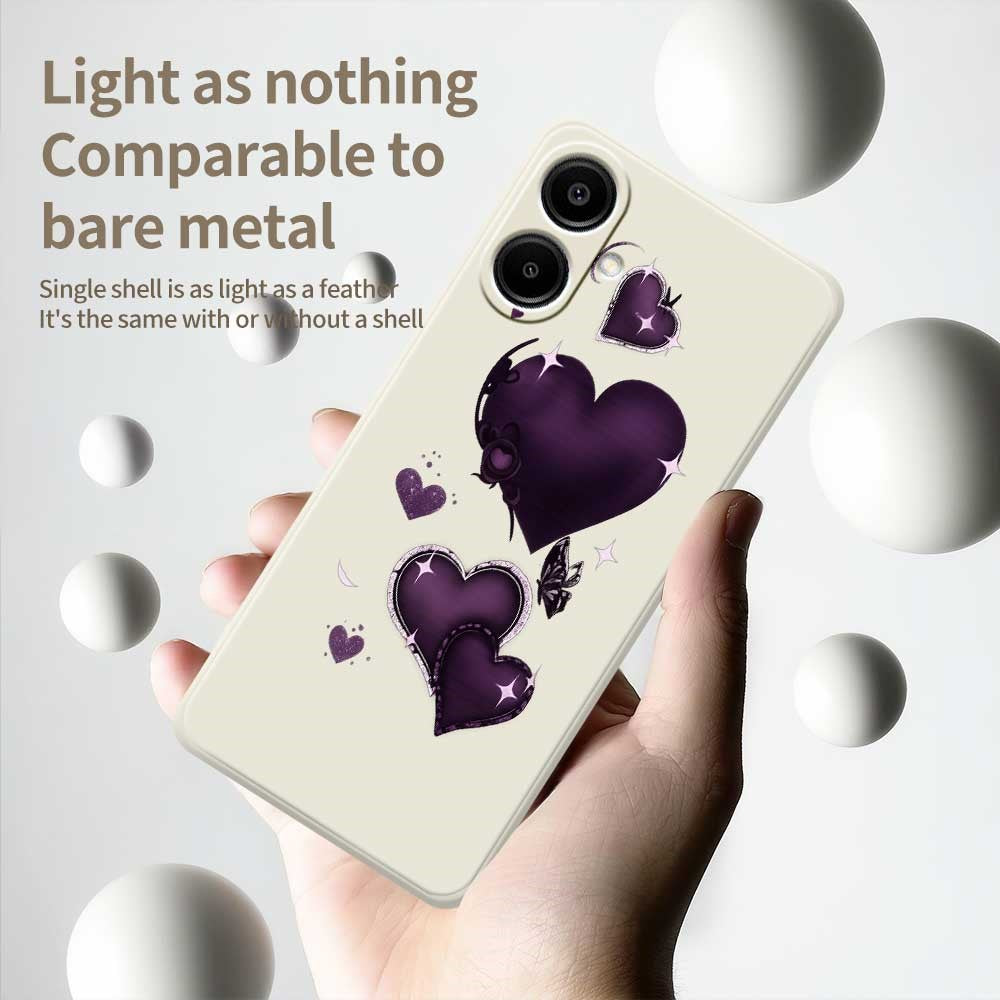 For Samsung Galaxy A08 5G / A08 4G / A07 5G / A07 4G / A07s 4G Case Purple Love Pattern Printing Straight Edge TPU Phone Back Cover
