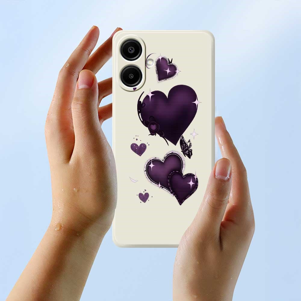 For Samsung Galaxy A08 5G / A08 4G / A07 5G / A07 4G / A07s 4G Case Purple Love Pattern Printing Straight Edge TPU Phone Back Cover