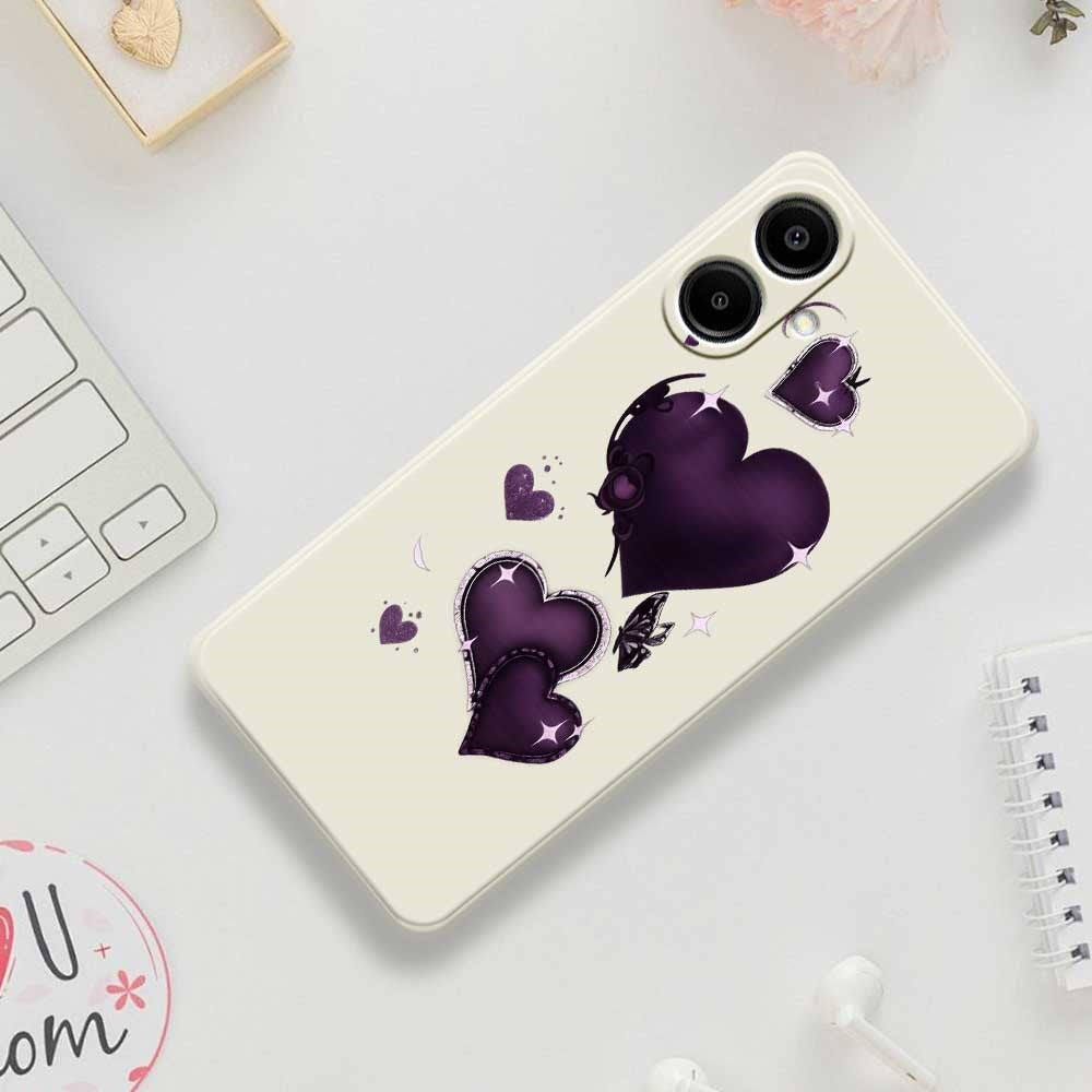 For Samsung Galaxy A08 5G / A08 4G / A07 5G / A07 4G / A07s 4G Case Purple Love Pattern Printing Straight Edge TPU Phone Back Cover
