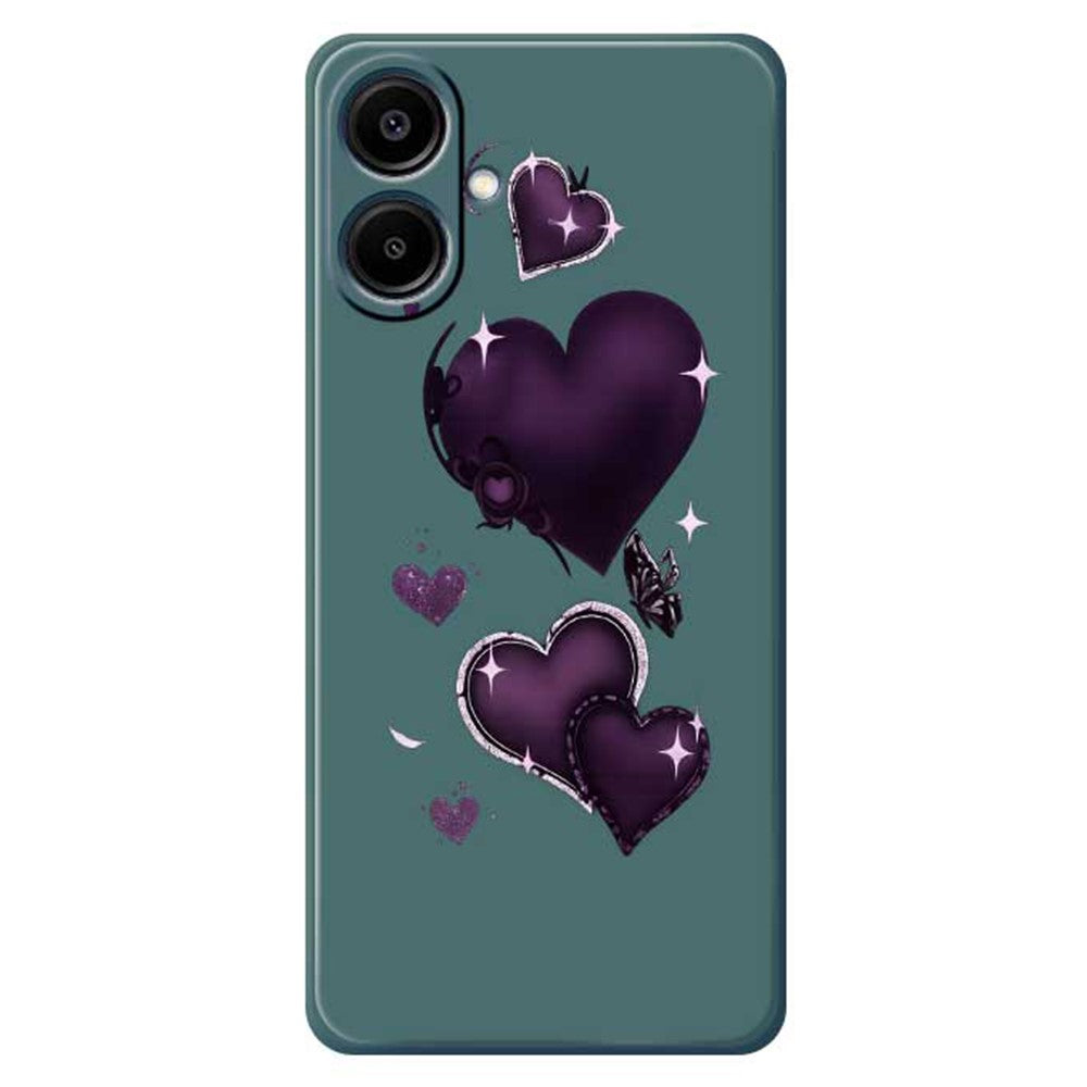For Samsung Galaxy A08 5G / A08 4G / A07 5G / A07 4G / A07s 4G Case Purple Love Pattern Printing Straight Edge TPU Phone Back Cover