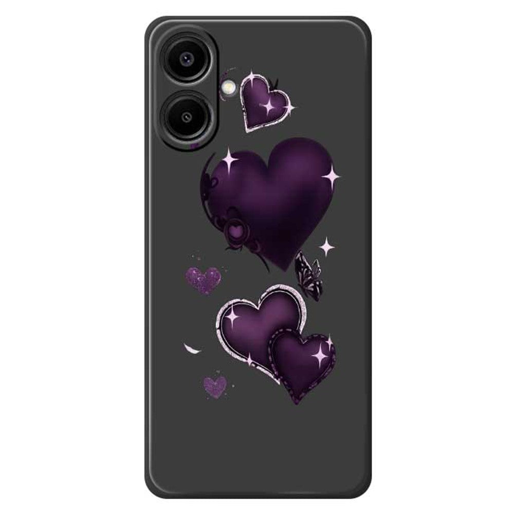 For Samsung Galaxy A08 5G / A08 4G / A07 5G / A07 4G / A07s 4G Case Purple Love Pattern Printing Straight Edge TPU Phone Back Cover