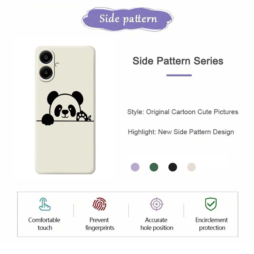 Til Samsung Galaxy A08 5G / A08 4G / A07 5G / A07 4G Cover med Panda Hoved Mønster Tryk Lige Kant TPU Telefon Bagcover