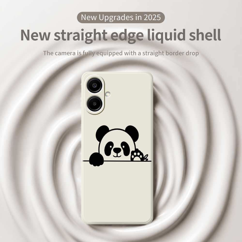 Til Samsung Galaxy A08 5G / A08 4G / A07 5G / A07 4G Cover med Panda Hoved Mønster Tryk Lige Kant TPU Telefon Bagcover
