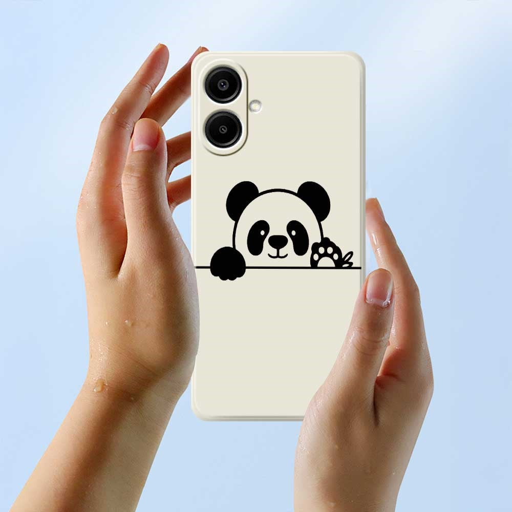 Til Samsung Galaxy A08 5G / A08 4G / A07 5G / A07 4G Cover med Panda Hoved Mønster Tryk Lige Kant TPU Telefon Bagcover