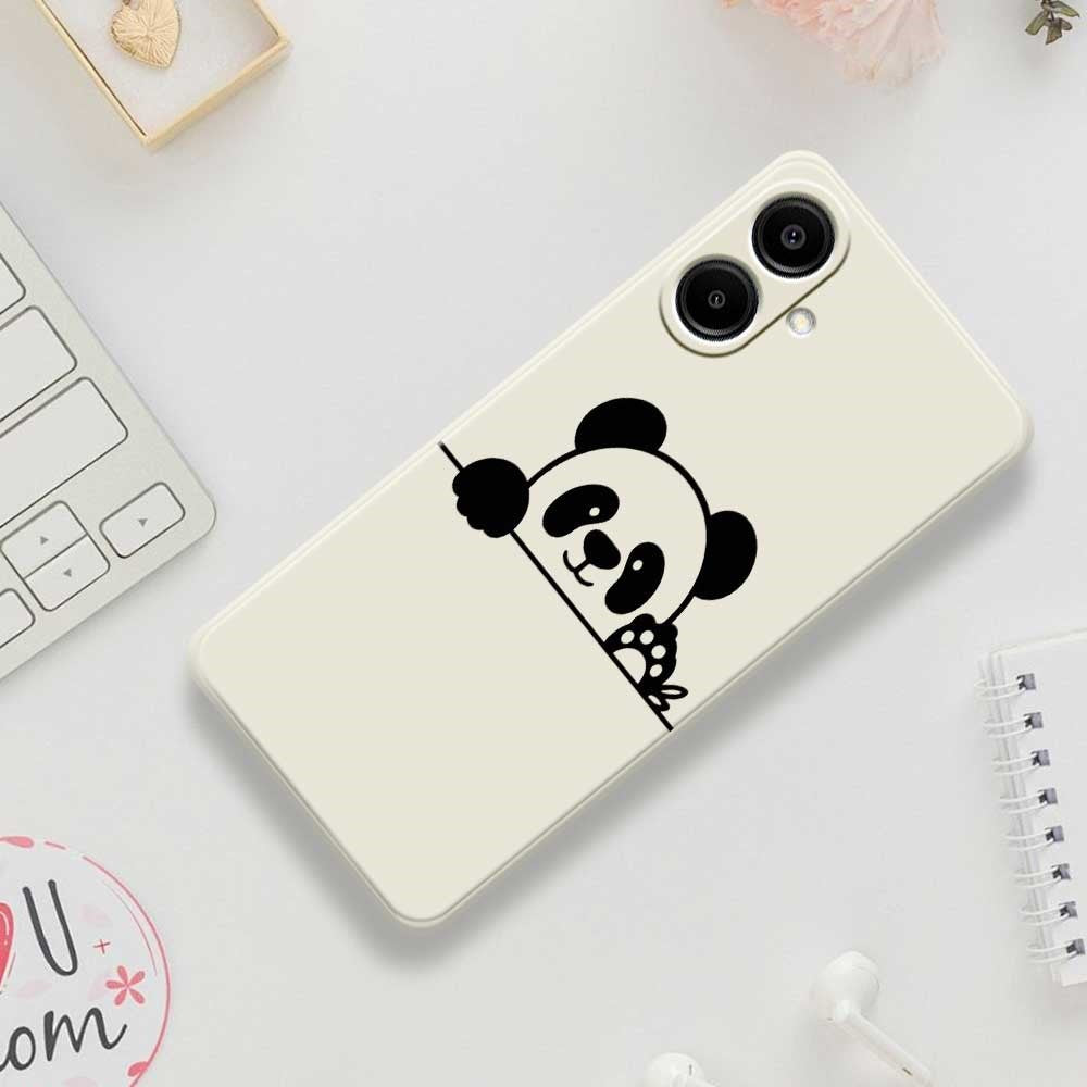 Til Samsung Galaxy A08 5G / A08 4G / A07 5G / A07 4G Cover med Panda Hoved Mønster Tryk Lige Kant TPU Telefon Bagcover