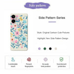 For Samsung Galaxy A08 5G / A08 4G / A07 5G / A07 4G Case Blue Pink Flowers Pattern Printing Straight Edge TPU Phone Back Cover