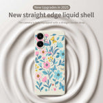 For Samsung Galaxy A08 5G / A08 4G / A07 5G / A07 4G Case Blue Pink Flowers Pattern Printing Straight Edge TPU Phone Back Cover