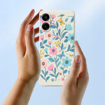 For Samsung Galaxy A08 5G / A08 4G / A07 5G / A07 4G Case Blue Pink Flowers Pattern Printing Straight Edge TPU Phone Back Cover