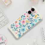For Samsung Galaxy A08 5G / A08 4G / A07 5G / A07 4G Case Blue Pink Flowers Pattern Printing Straight Edge TPU Phone Back Cover