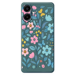For Samsung Galaxy A08 5G / A08 4G / A07 5G / A07 4G Case Blue Pink Flowers Pattern Printing Straight Edge TPU Phone Back Cover