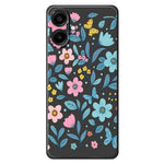 For Samsung Galaxy A08 5G / A08 4G / A07 5G / A07 4G Case Blue Pink Flowers Pattern Printing Straight Edge TPU Phone Back Cover