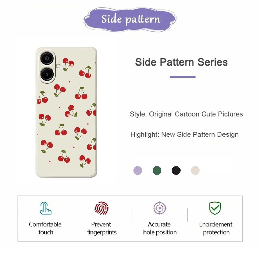 For Samsung Galaxy A08 5G / A08 4G / A07 5G / A07 4G Case Cherry Pattern Printing Straight Edge TPU Phone Back Cover