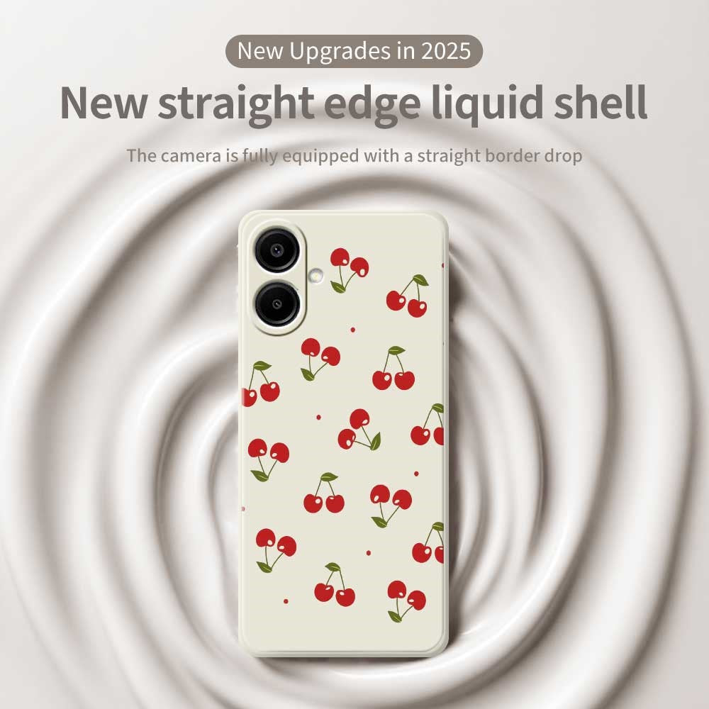 For Samsung Galaxy A08 5G / A08 4G / A07 5G / A07 4G Case Cherry Pattern Printing Straight Edge TPU Phone Back Cover