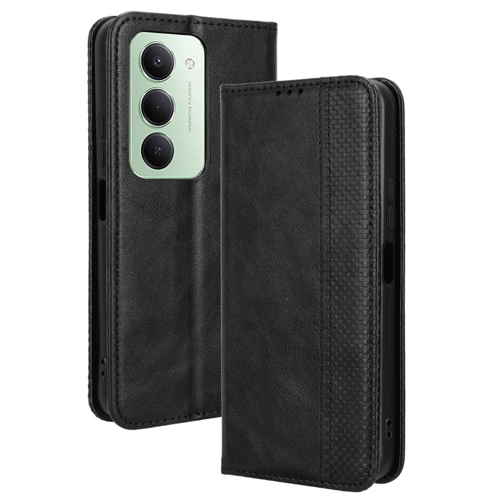 For Xiaomi Redmi 15 4G (EU) (171mm) Leather Case Wallet Stand Retro Texture Phone Cover