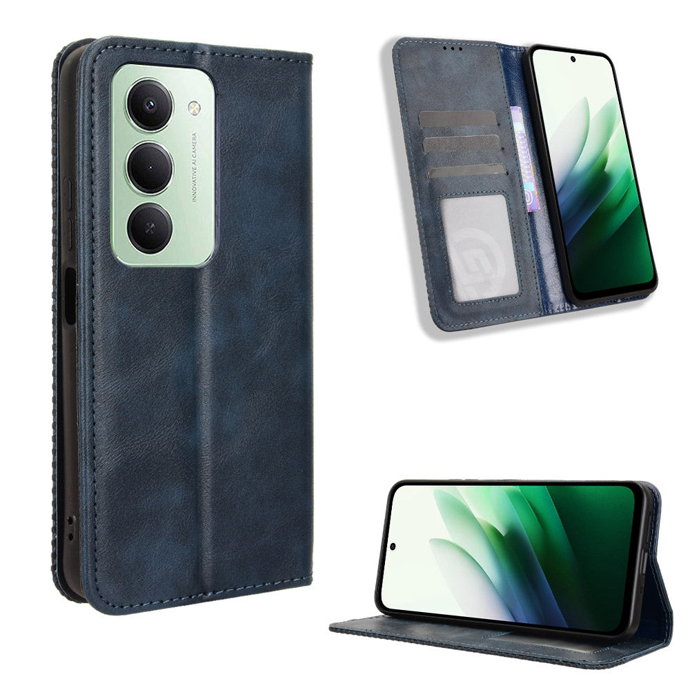 For Xiaomi Redmi 15 4G (EU) (171mm) Leather Case Wallet Stand Retro Texture Phone Cover