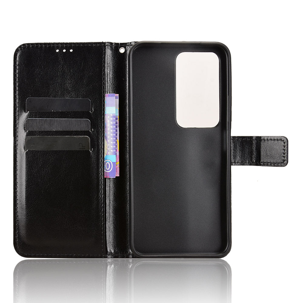 For Xiaomi Redmi 15 4G (EU) (171mm) PU Leather Case with Strap Crazy Horse Texture Phone Wallet Cover
