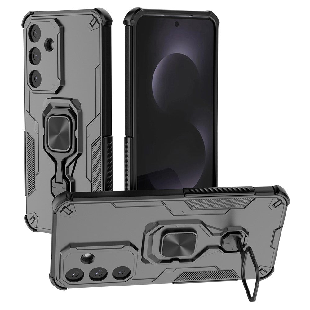 For Samsung Galaxy S25 FE Case Rotatable Ring Kickstand PC + TPU Shockproof Phone Cover
