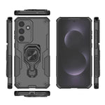 For Samsung Galaxy S25 FE Case Rotatable Ring Kickstand PC + TPU Shockproof Phone Cover