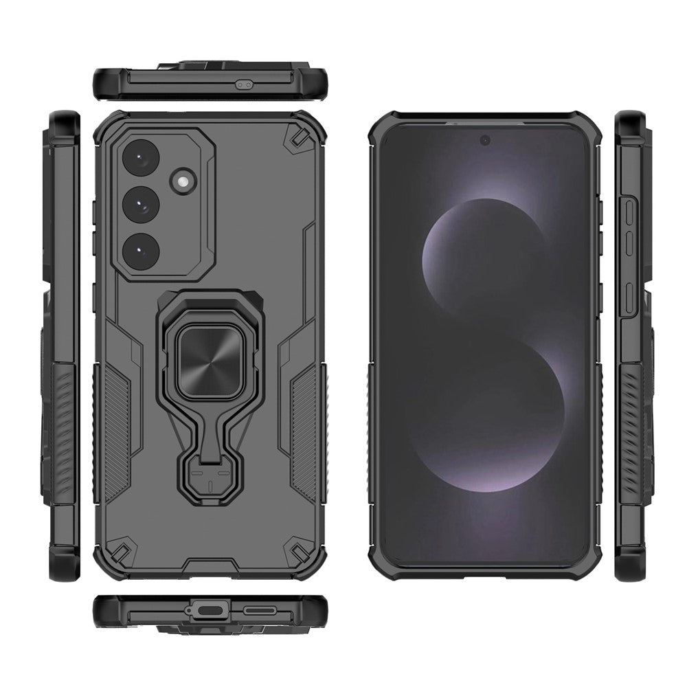 For Samsung Galaxy S25 FE Case Rotatable Ring Kickstand PC + TPU Shockproof Phone Cover