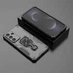For Samsung Galaxy S25 FE Case Rotatable Ring Kickstand PC + TPU Shockproof Phone Cover