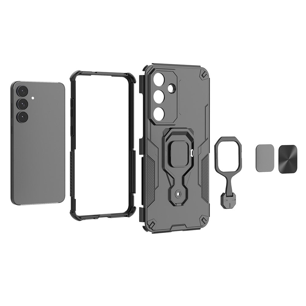 For Samsung Galaxy S25 FE Case Rotatable Ring Kickstand PC + TPU Shockproof Phone Cover