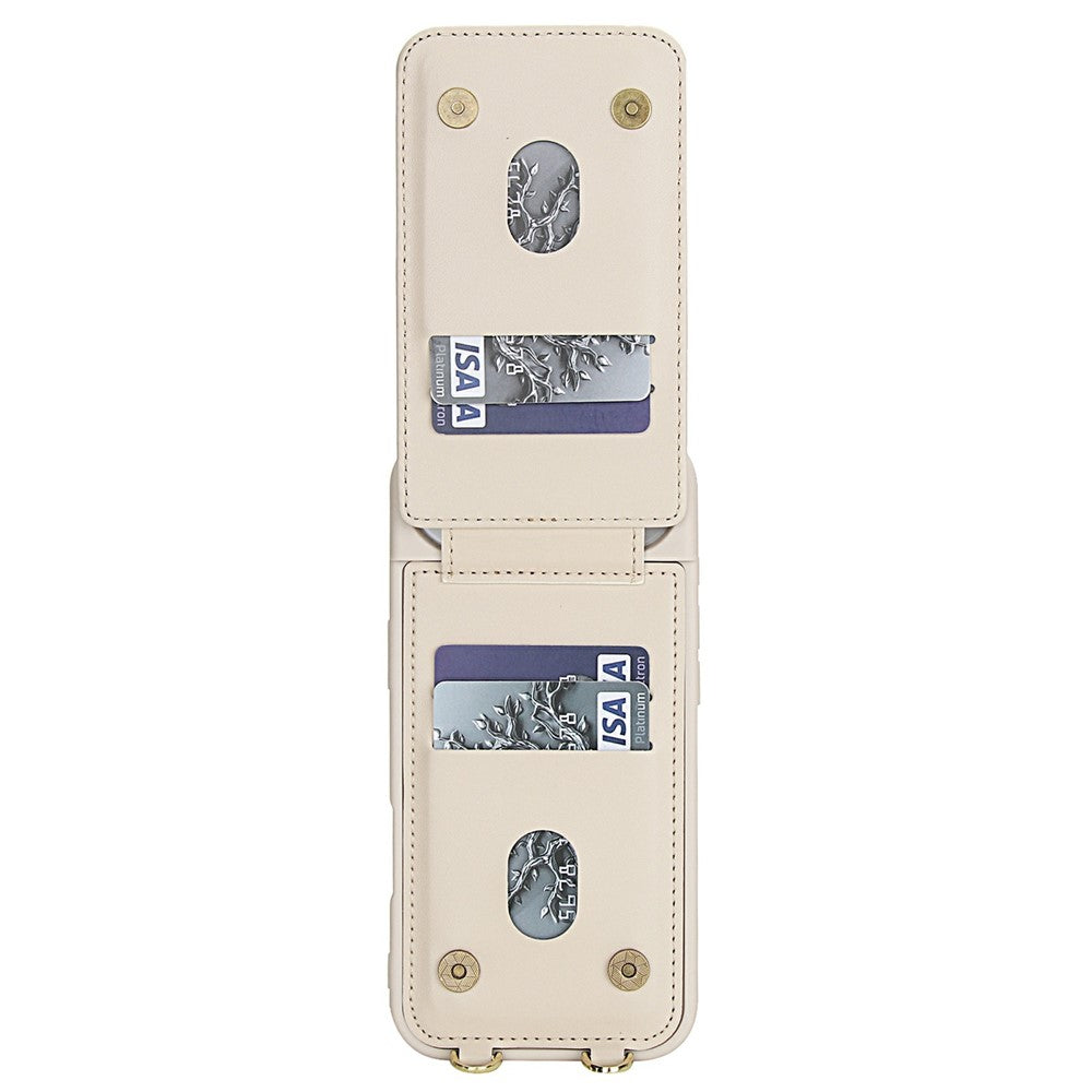 For iPhone Air Case Kickstand Card Slots Leather Coated TPU Cover with Shoulder Strap