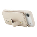 For iPhone Air Case Kickstand Card Slots Leather Coated TPU Cover with Shoulder Strap