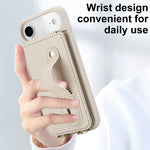 For iPhone Air Case Kickstand Card Slots Leather Coated TPU Cover with Shoulder Strap