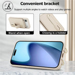 For iPhone Air Case Kickstand Card Slots Leather Coated TPU Cover with Shoulder Strap