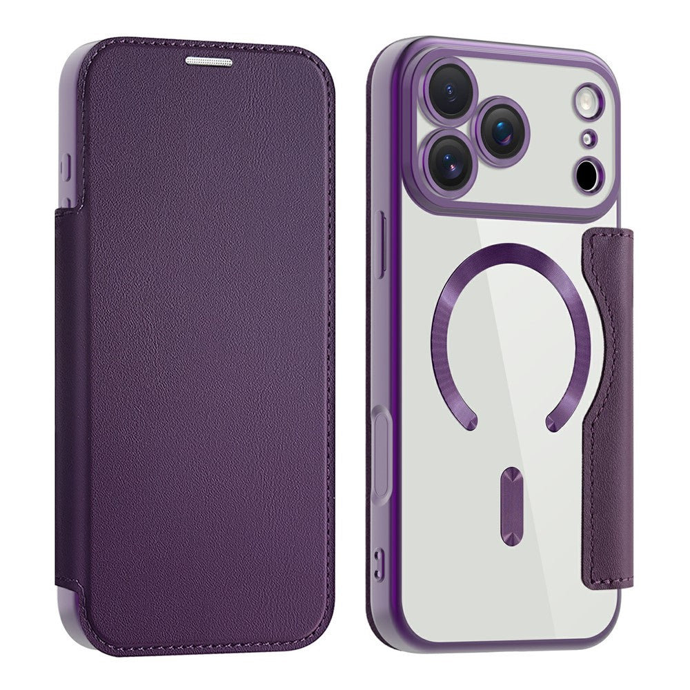 AMORUS For iPhone 17 Pro Max Case Compatible with MagSafe RFID Blocking Card Holder Leather Phone Cover
