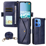 For Xiaomi Redmi 15C 4G (Global) (171mm) / Poco C85 4G (171mm) Leather Case Magnetic Closure Wallet Stand Phone Cover with Crossbody Strap