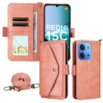 For Xiaomi Redmi 15C 4G (Global) (171mm) / Poco C85 4G (171mm) Leather Case Magnetic Closure Wallet Stand Phone Cover with Crossbody Strap