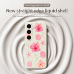 For Samsung Galaxy S25 FE Case Peach Blossoms Shells Pattern Printing Straight Edge TPU Phone Back Cover