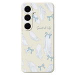 For Samsung Galaxy S25 FE Case White Feathers Pattern Printing Straight Edge TPU Phone Back Cover