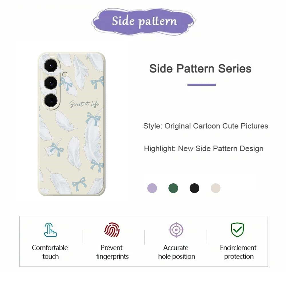 For Samsung Galaxy S25 FE Case White Feathers Pattern Printing Straight Edge TPU Phone Back Cover