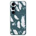 For Samsung Galaxy S25 FE Case White Feathers Pattern Printing Straight Edge TPU Phone Back Cover