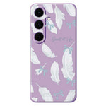 For Samsung Galaxy S25 FE Case White Feathers Pattern Printing Straight Edge TPU Phone Back Cover
