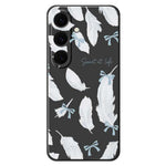 For Samsung Galaxy S25 FE Case White Feathers Pattern Printing Straight Edge TPU Phone Back Cover