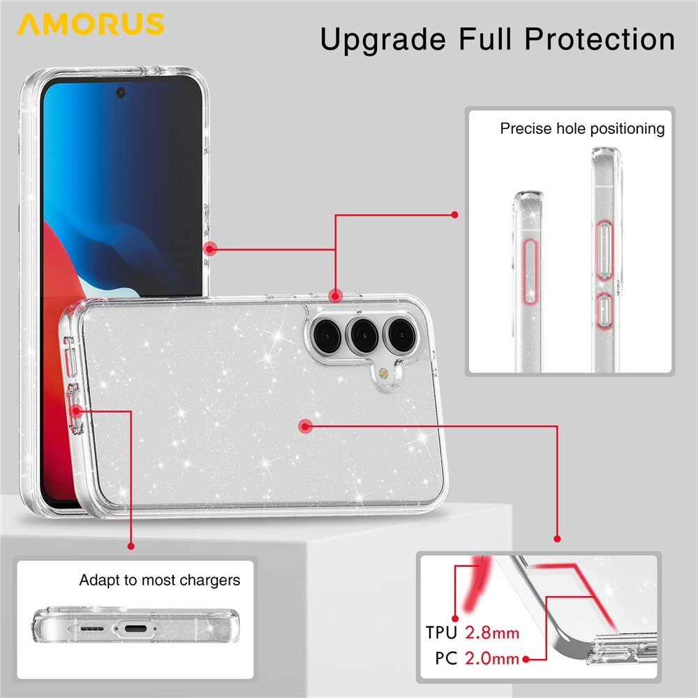 AMORUS For Samsung Galaxy S23 FE Case Soft TPU Hard PC Back Shockproof Phone Cover