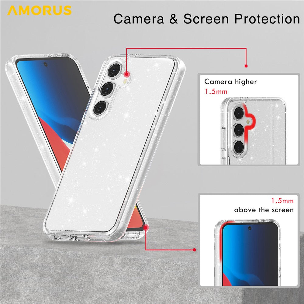 AMORUS For Samsung Galaxy S23 FE Case Soft TPU Hard PC Back Shockproof Phone Cover