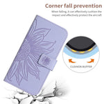 For iPhone 13 Pro 6.1 inch HT04 Imprinted Sunflower PU Leather Wallet Stand Cover Magnetic Clasp Skin-touch Phone Case with Shoulder Strap