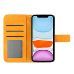For iPhone 11 6.1 inch HT04 PU Leather Imprinted Sunflower Drop-proof Phone Case Skin-touch Wallet Stand Protector with Shoulder Strap