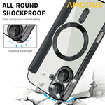 AMORUS For iPhone 16 Case Compatible with MagSafe RFID Blocking Card Holder Leather Phone Cover
