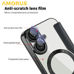 AMORUS For iPhone 16 Case Compatible with MagSafe RFID Blocking Card Holder Leather Phone Cover