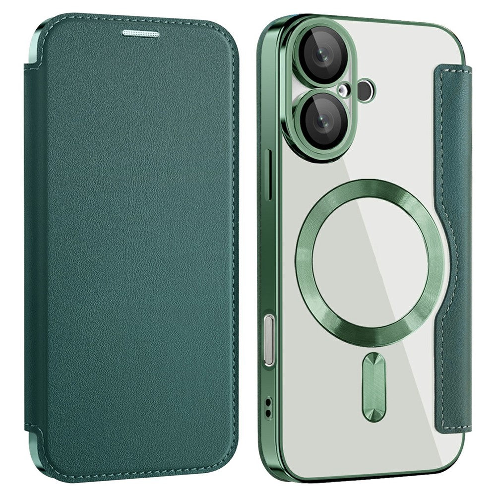 AMORUS For iPhone 16 Case Compatible with MagSafe RFID Blocking Card Holder Leather Phone Cover