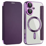AMORUS For iPhone 16 Case Compatible with MagSafe RFID Blocking Card Holder Leather Phone Cover