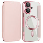 AMORUS For iPhone 16 Case Compatible with MagSafe RFID Blocking Card Holder Leather Phone Cover