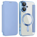AMORUS For iPhone 16 Case Compatible with MagSafe RFID Blocking Card Holder Leather Phone Cover