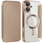AMORUS For iPhone 16 Case Compatible with MagSafe RFID Blocking Card Holder Leather Phone Cover