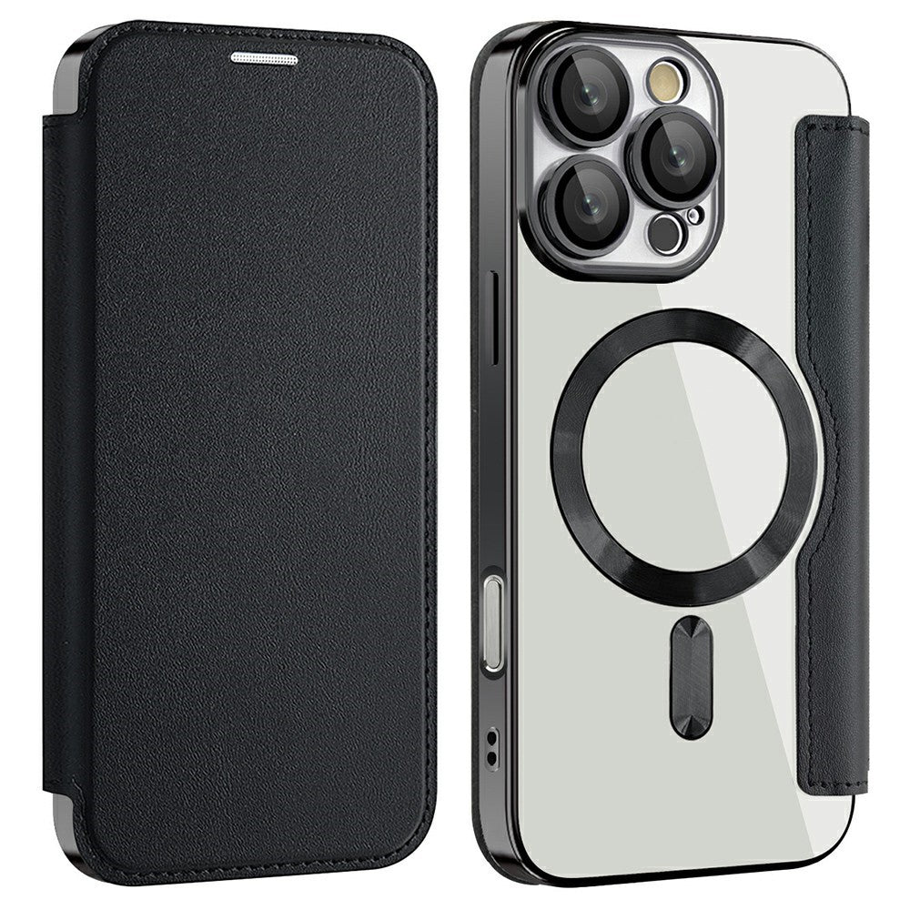 AMORUS For iPhone 16 Pro Case Compatible with MagSafe RFID Blocking Card Holder Leather Phone Cover